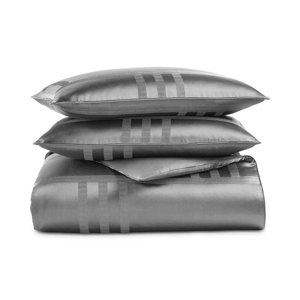 Hotel Collection Structure Charcoal 3-Piece King Duvet Cover Set Geometric